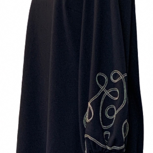 Ann Taylor Dress embroidered long sleeves Navy Blue size Large - Picture 7 of 12